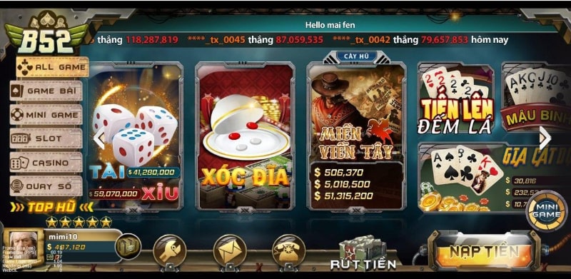 Tổng hợp game cá cược online đổi thưởng tại B52